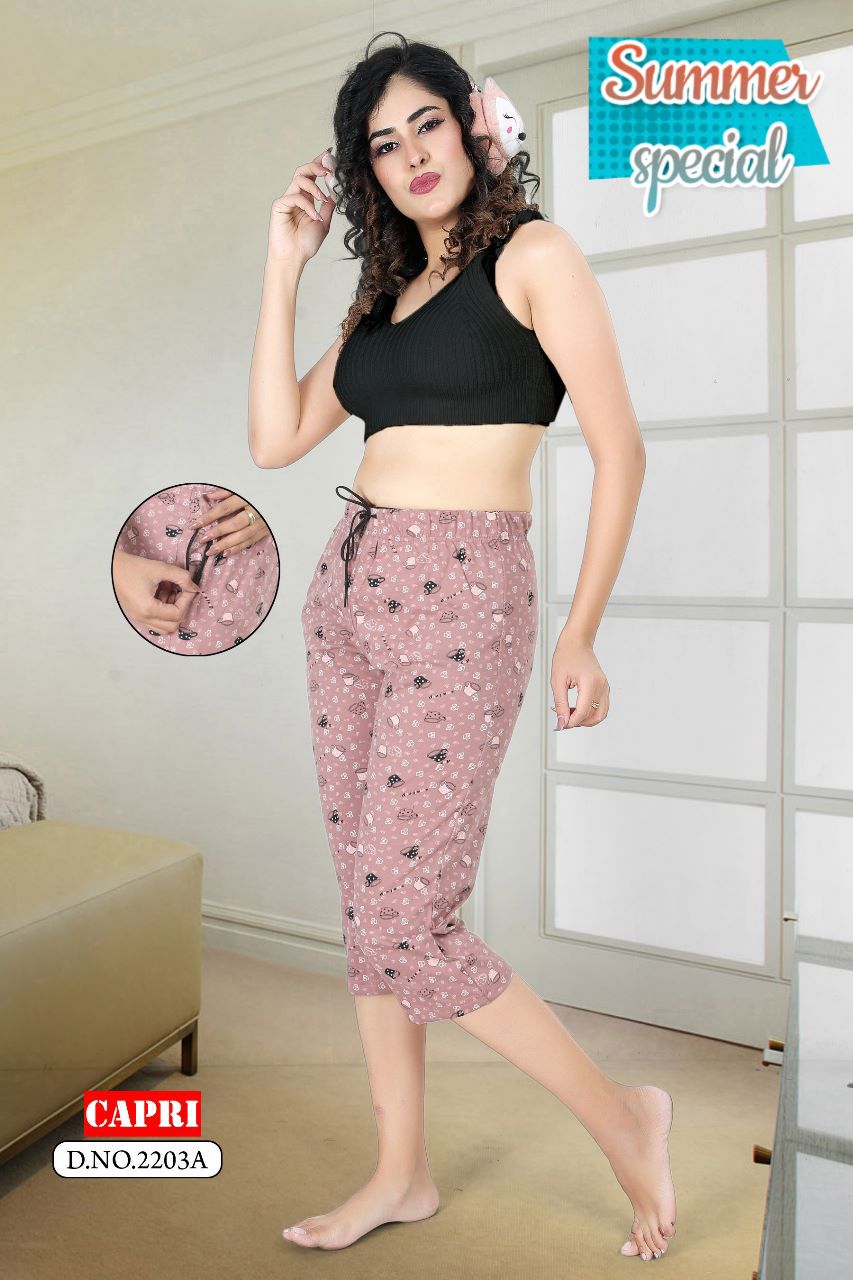 Summer Special Capri 2203 Night Wear Wholesale Pant Catalog
